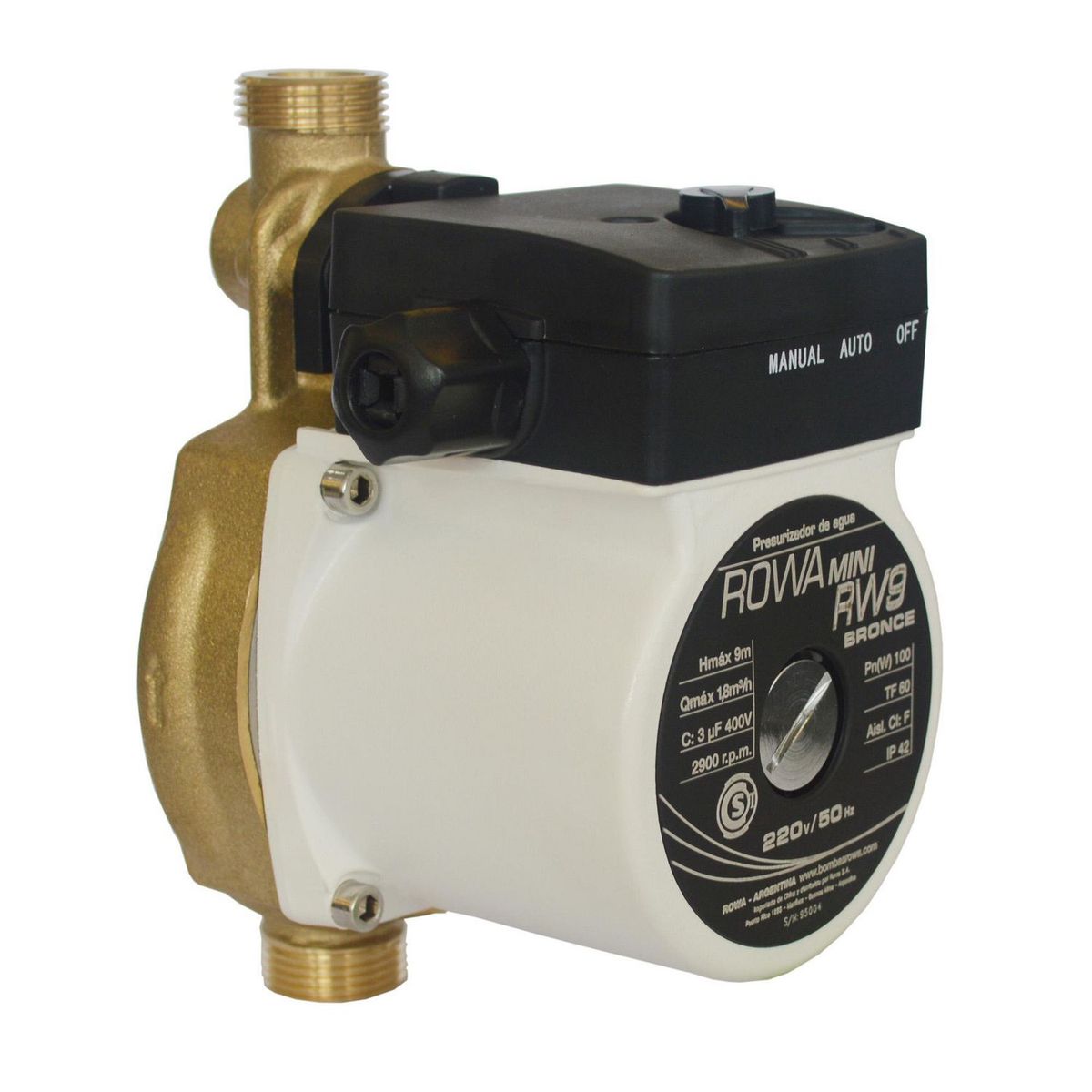 Rowa - Bomba Presurizadora Eléctrica .13 HP 1800 l/h