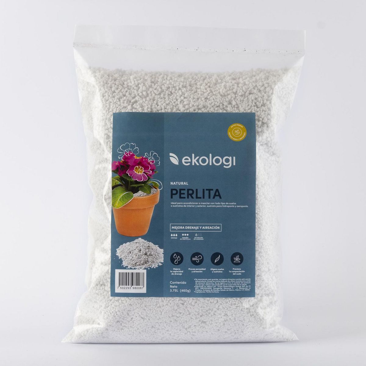 Sustrato de Perlita 3.75L, marca Ekologi - Foto Principal