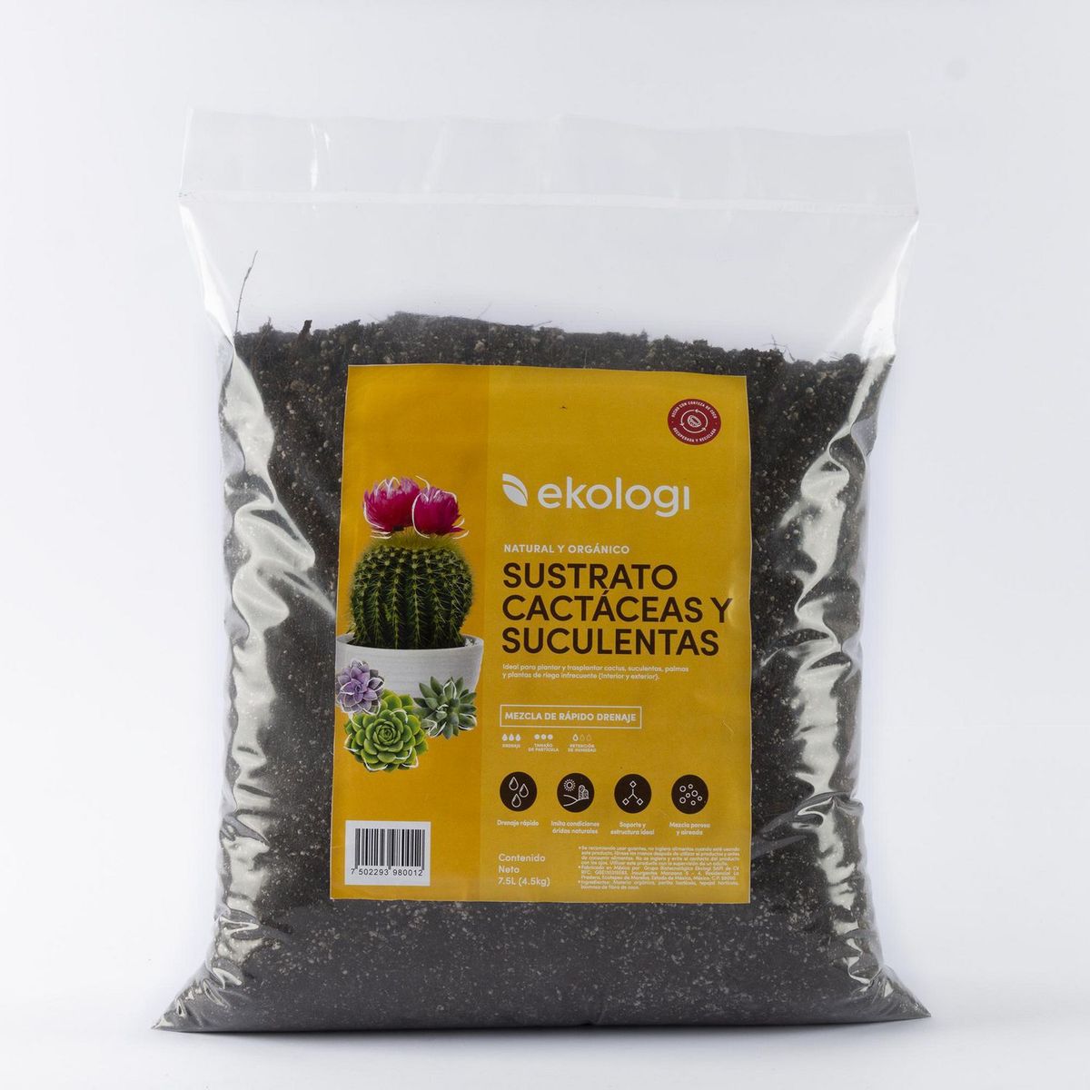 Sustrato Cactus y Suculentas 7.5 L, marca Ekologi - Foto Principal