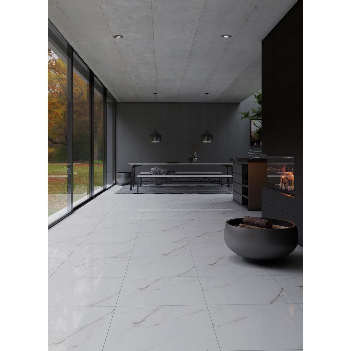 Tendenzza - Piso Porcelanato 60x60 cm Carrara Bruno