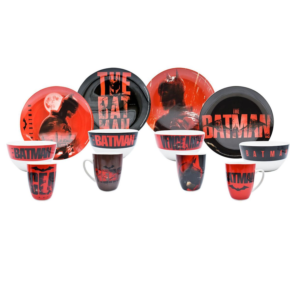 Juego de vajilla de porcelana Batman 12 piezas, marca Fun Kids - Foto Principal
