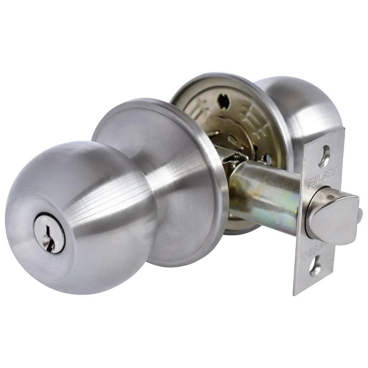 Fixser - Combo 1 Perilla Entrada + 1 Cerrojo Doble + Tope Acabado Níquel Satín