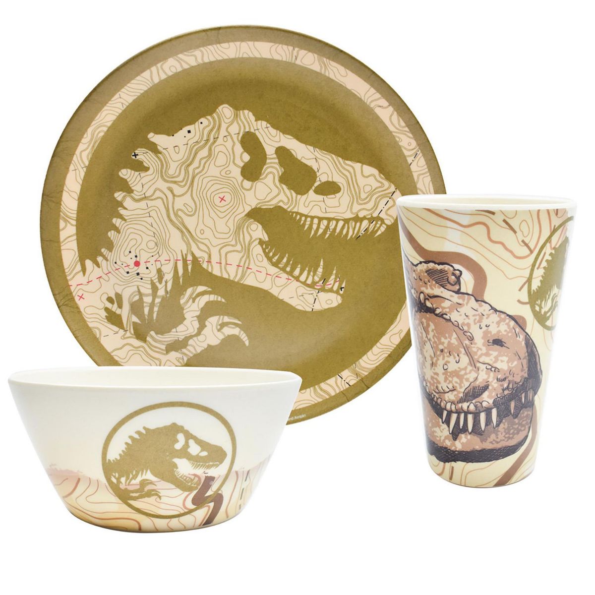 Fun Kids - Juego de vajilla bambú Jurassic Park 12 piezas