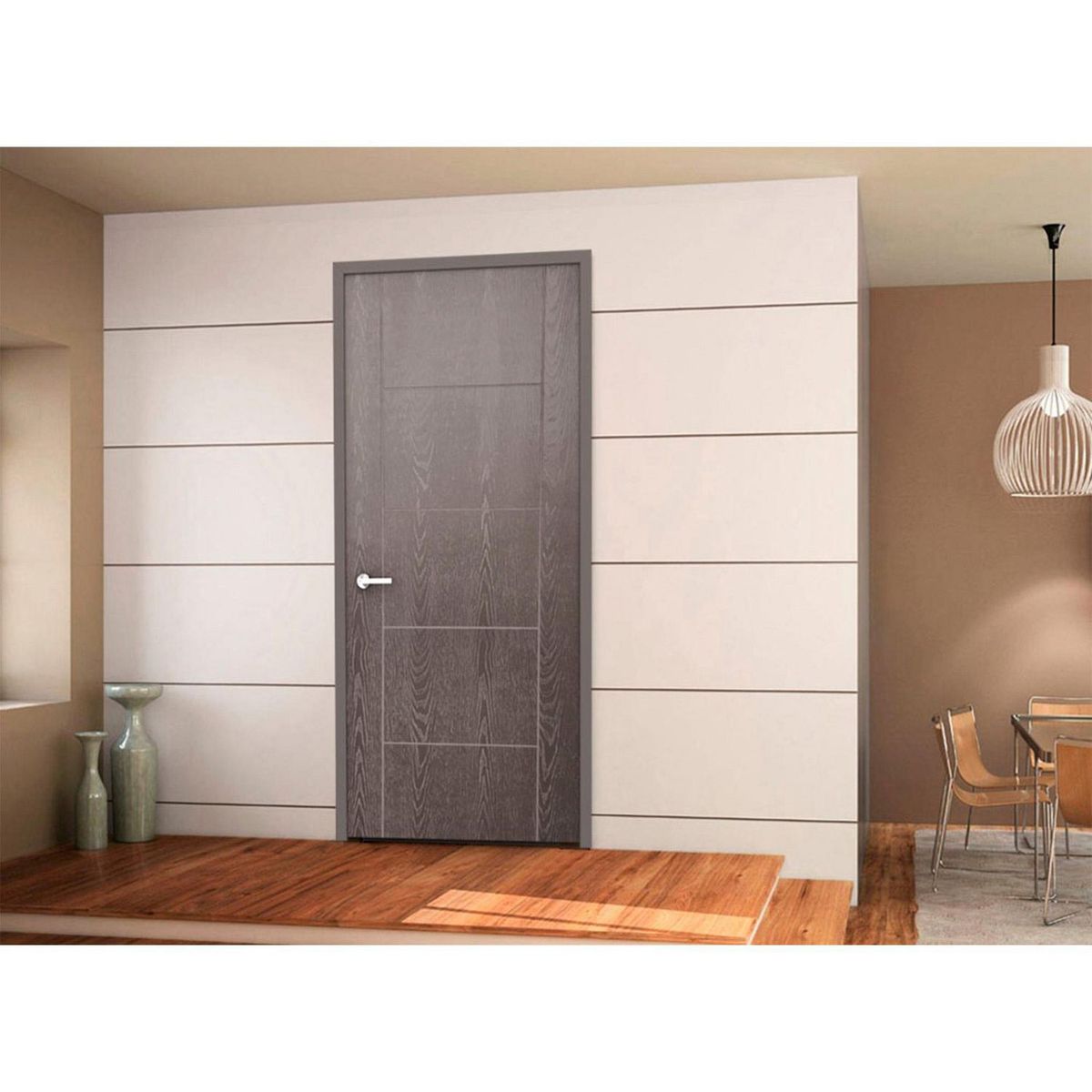 Multimarca - Puerta Tambor HDF Lucerna Cenizo Texturizada 70 x 213 cm