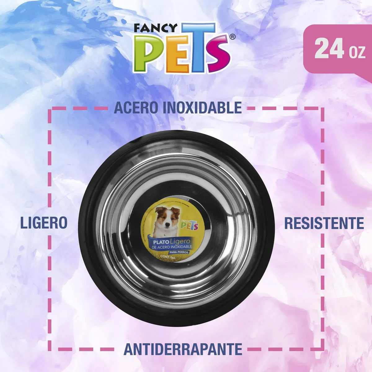 Fancy Pets - Plato Ligero de Acero 24 Oz