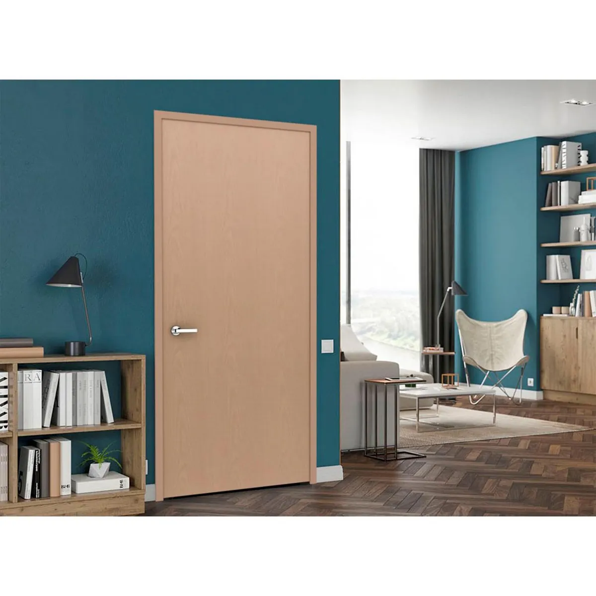 Multimarca - Puerta Tambor HDF Encino White Wash 70 x 213 cm
