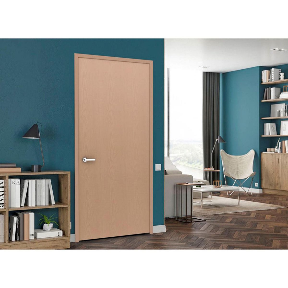 Multimarca - Puerta Tambor HDF Encino White Wash 80 x 213 cm