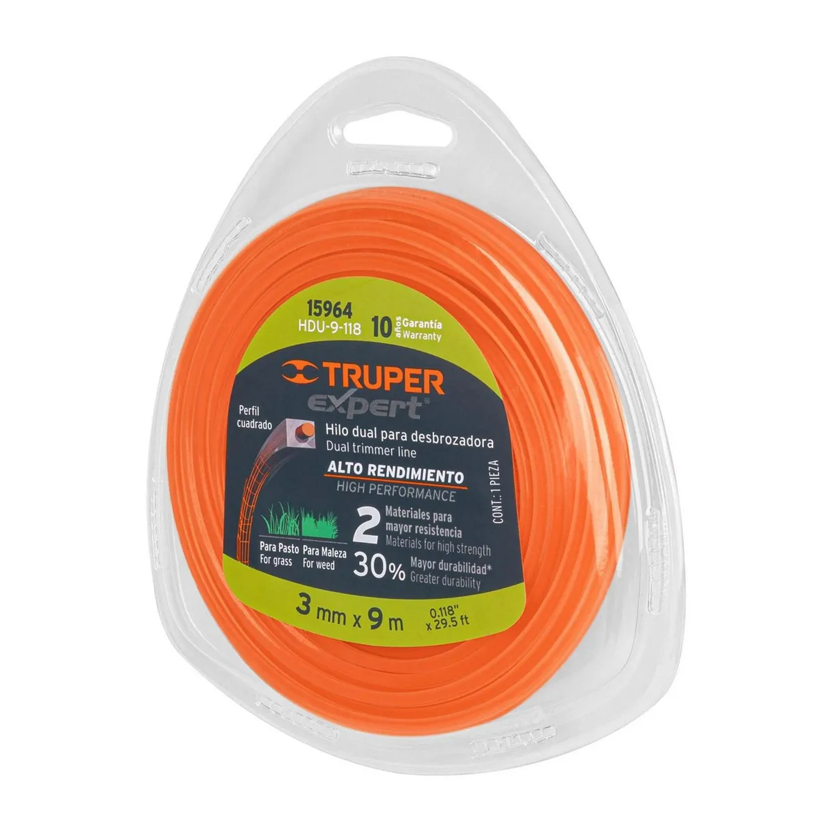Hilo para Desbrozadora Dual 9 m, marca Truper - Foto Principal