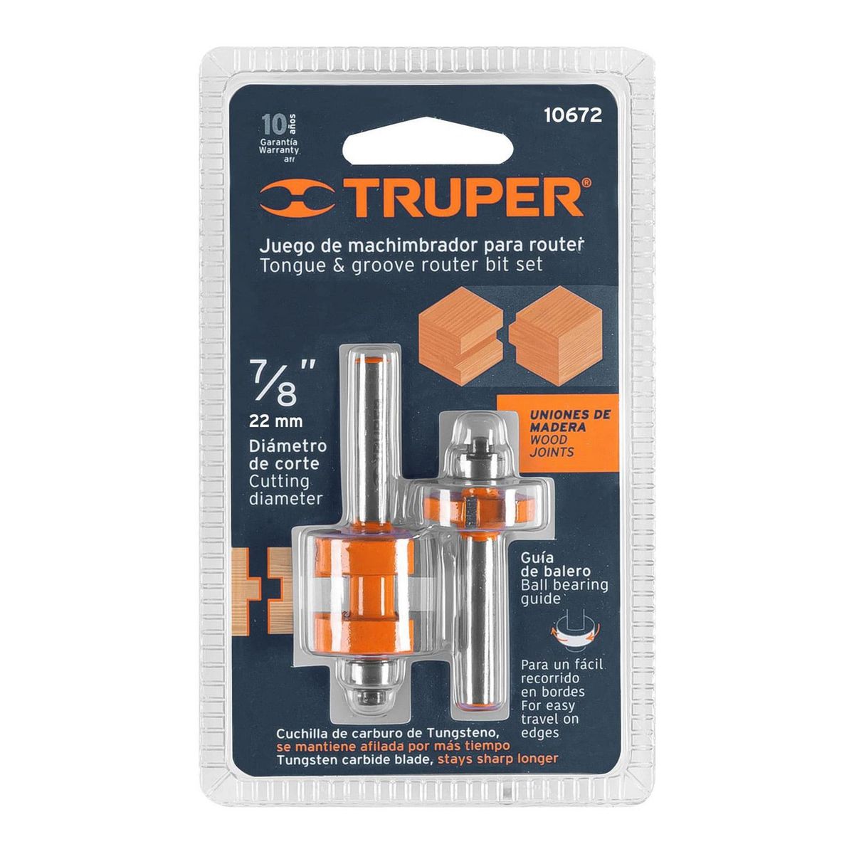 Truper - Juego de Machimbrador 7/8" con Balero.