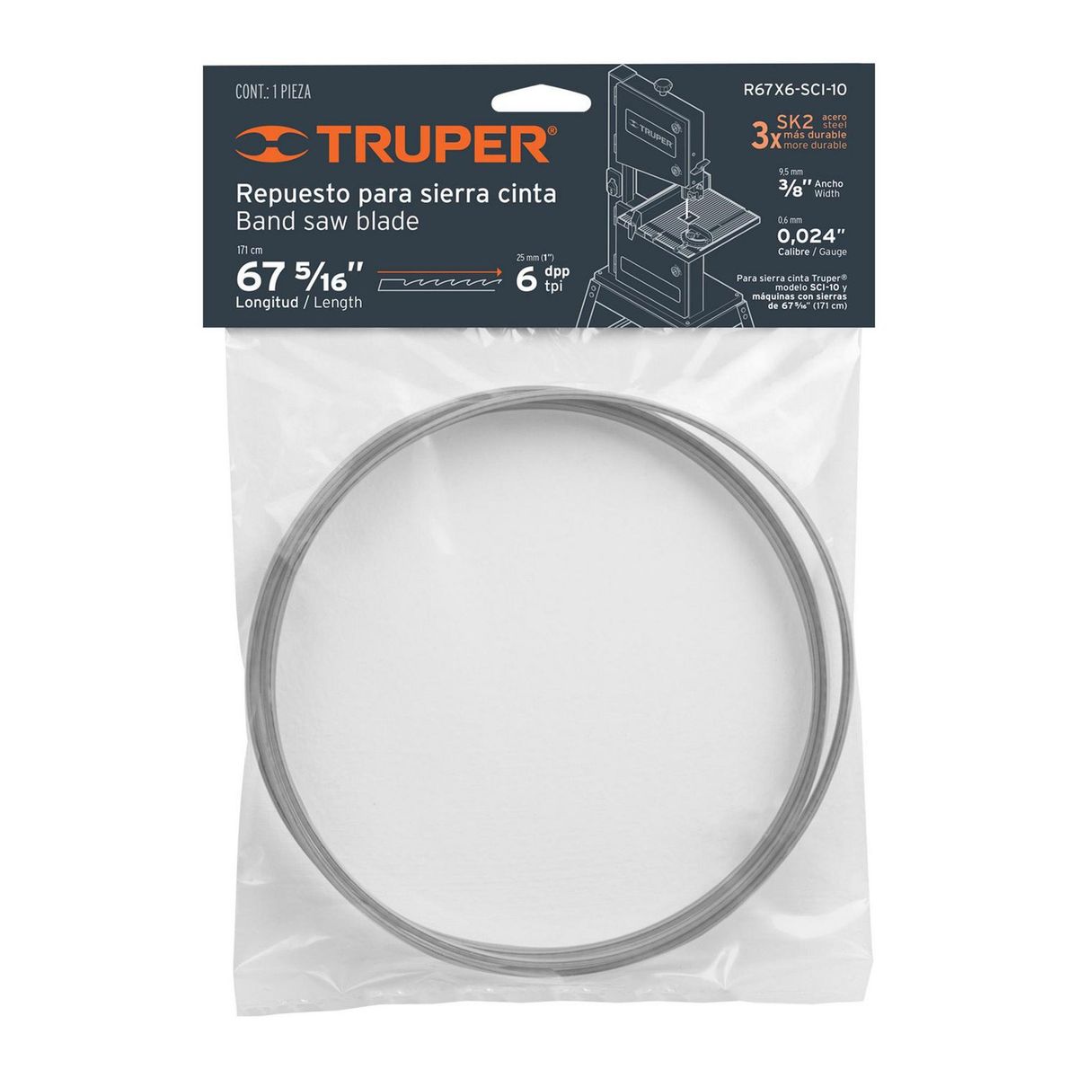 Truper - Repuesto Sierra 67" X 6 DPP para Sierra Cinta SCI-10