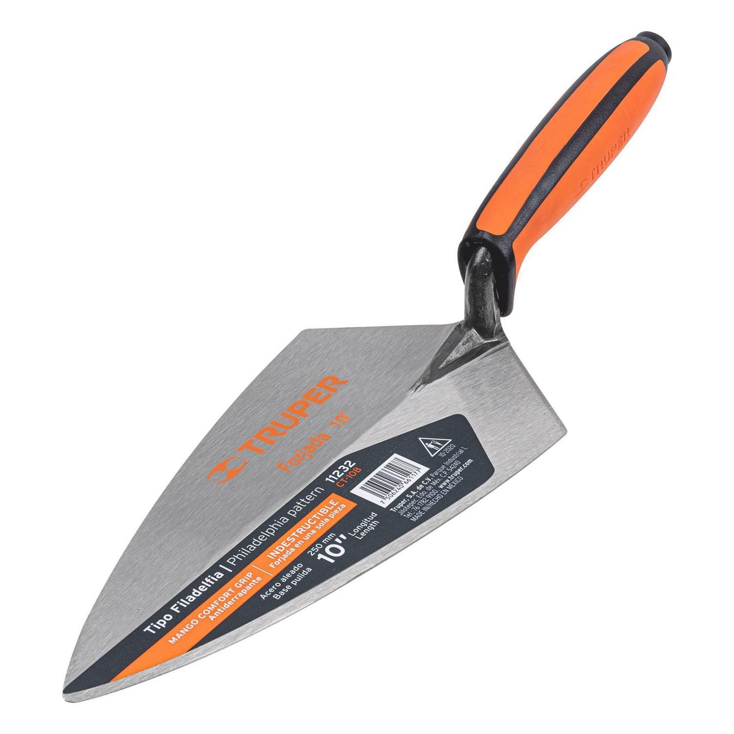 Truper - Cuchara para Albañil Tipo Filadelfia 10" Mango Bimaterial