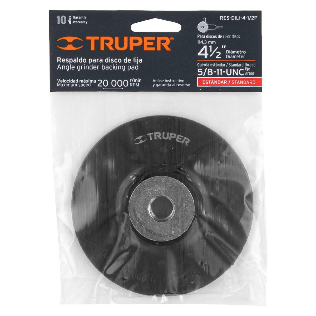 Truper - Respaldo Disco de Lija 4-1/2" Rosca Standard