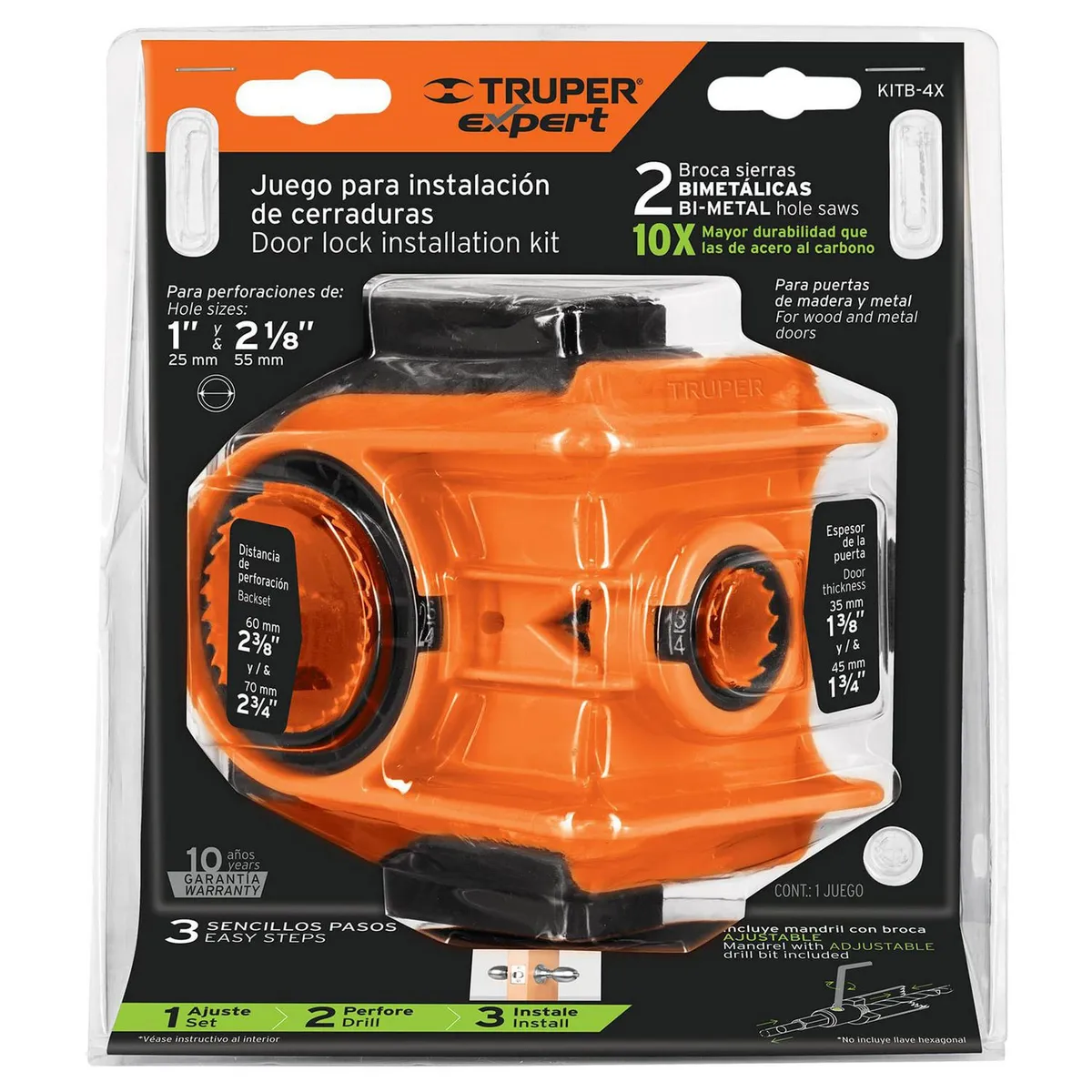 Truper - Kit Instalacion de Cerradura Bimetálico Truper Expert