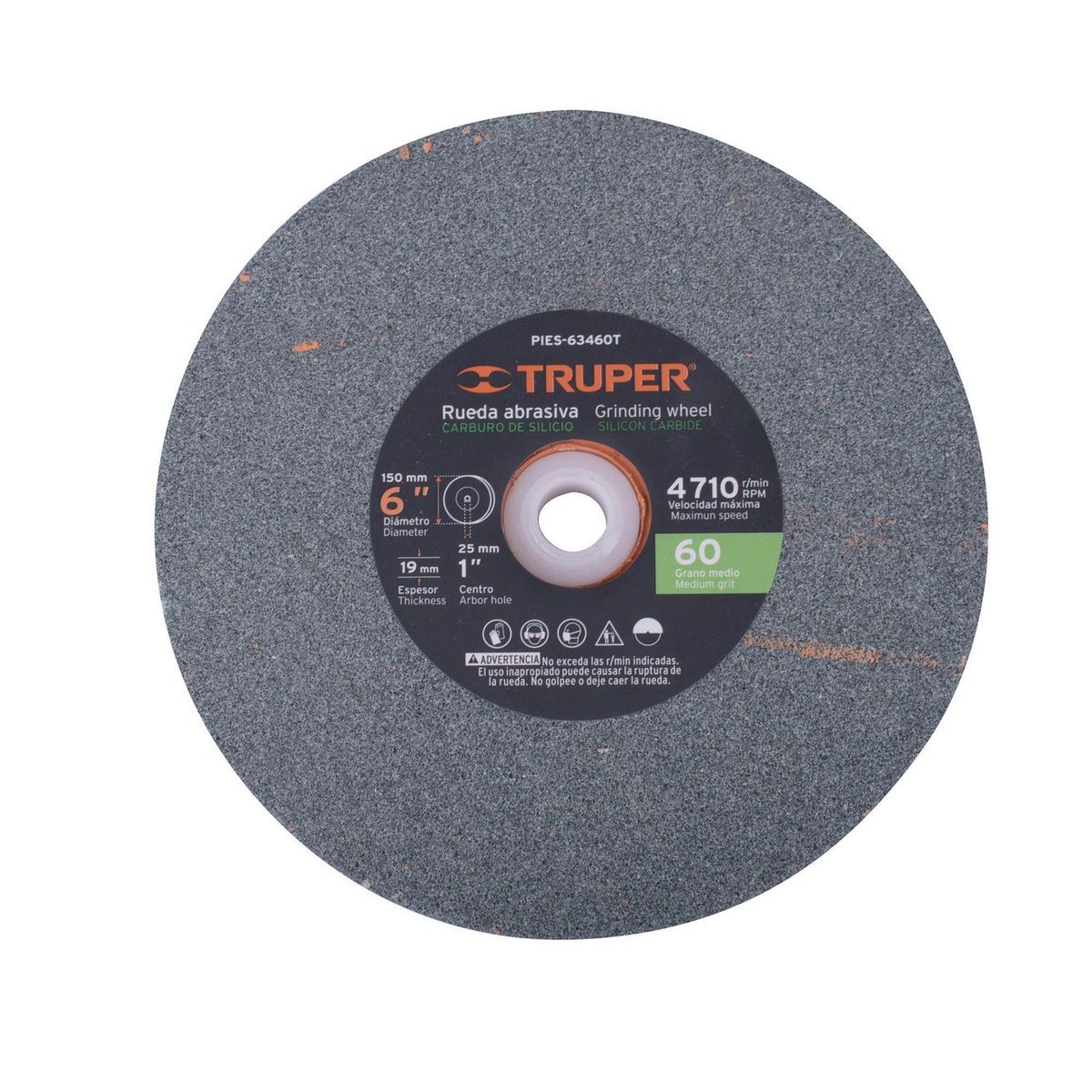 Piedra para Esmeril 6 X 3/4" Carburo de Silicio Grano 60, marca Truper - Foto 2