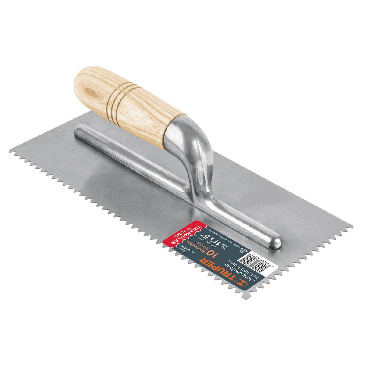 Truper - Llana Mango Madera Canto Dentado Triangular 11"