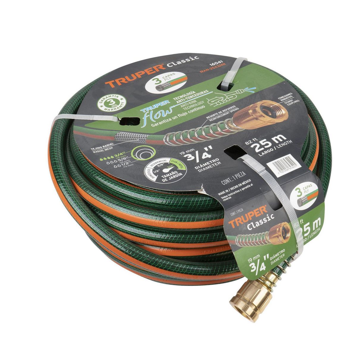 Manguera 3/4" Reforzada 3 Capas y Conector 25 m, marca Truper - Foto 2