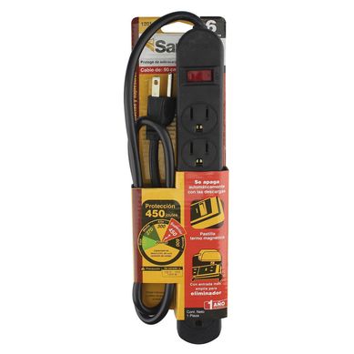 Supresor Sanelec 450J 6 Entradas Negro