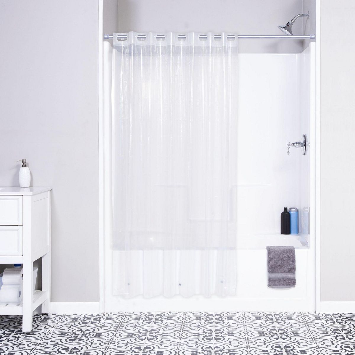 Kenney - Cortina de Baño Gancho Flex Cristal