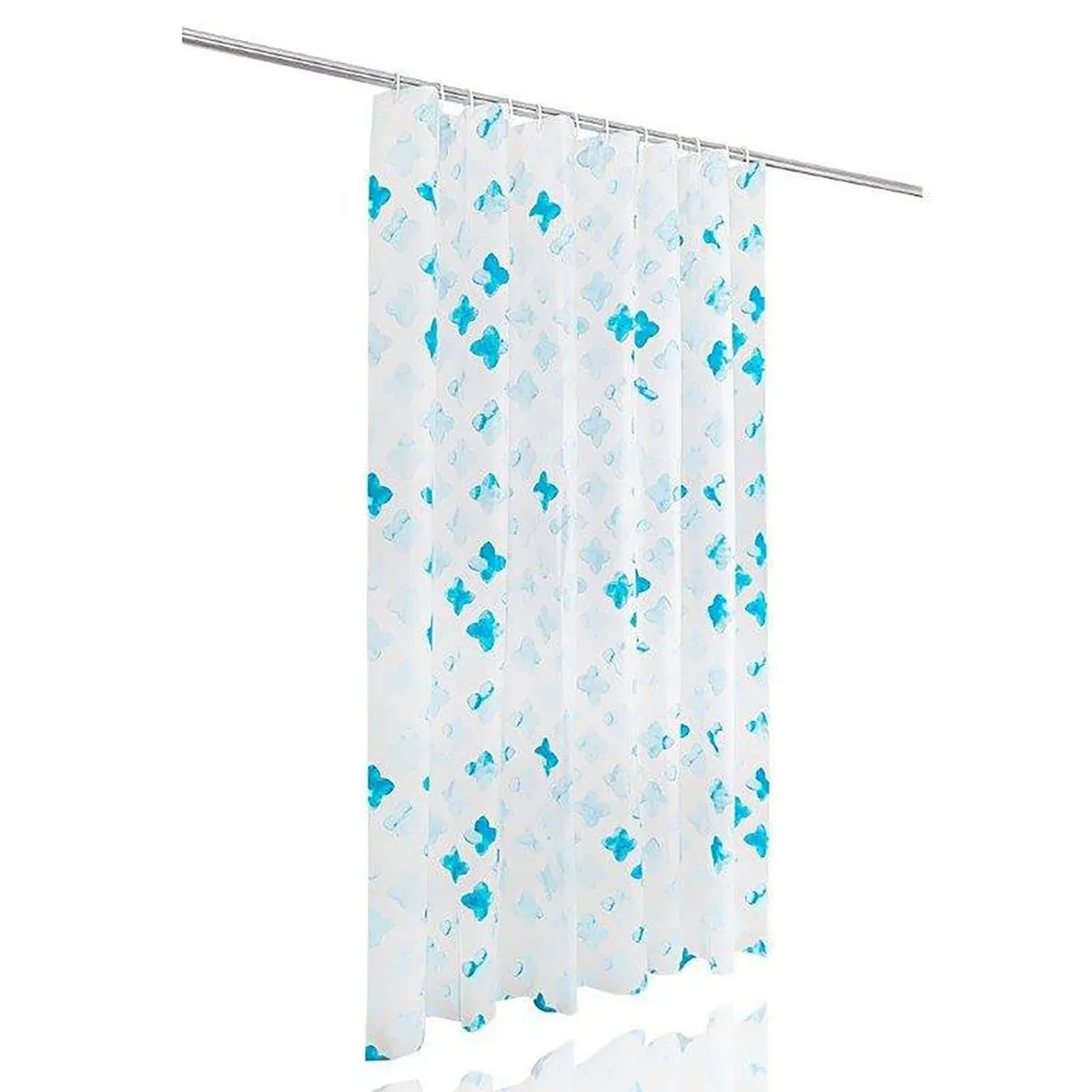 Bath Styles - Cortina para Baño Blanco con Azul.