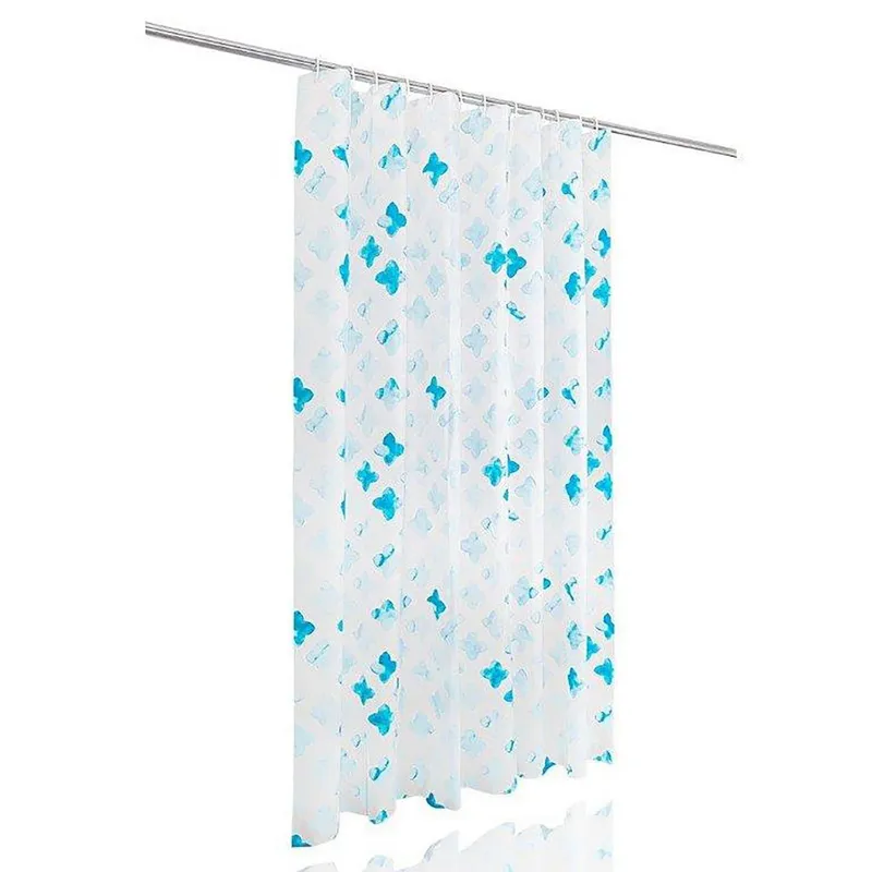 Bath Styles - Cortina para Baño Blanco con Azul.