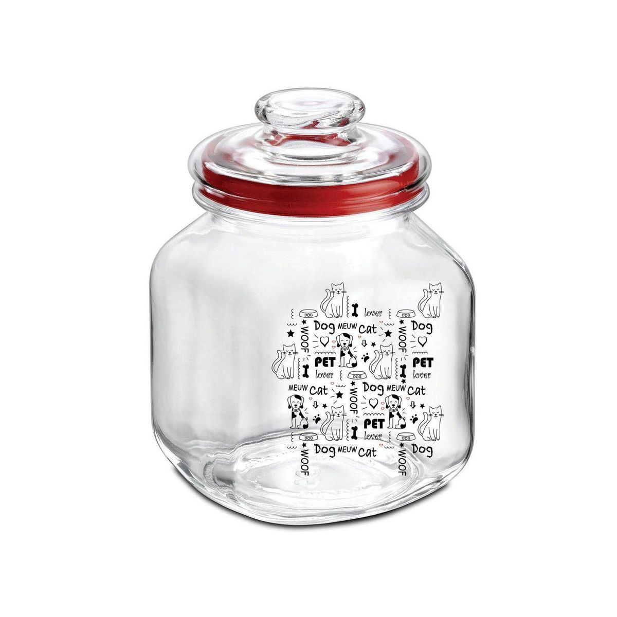 Borgonovo - Frasco de vidrio con tapa decorado mascotas 1.7 l