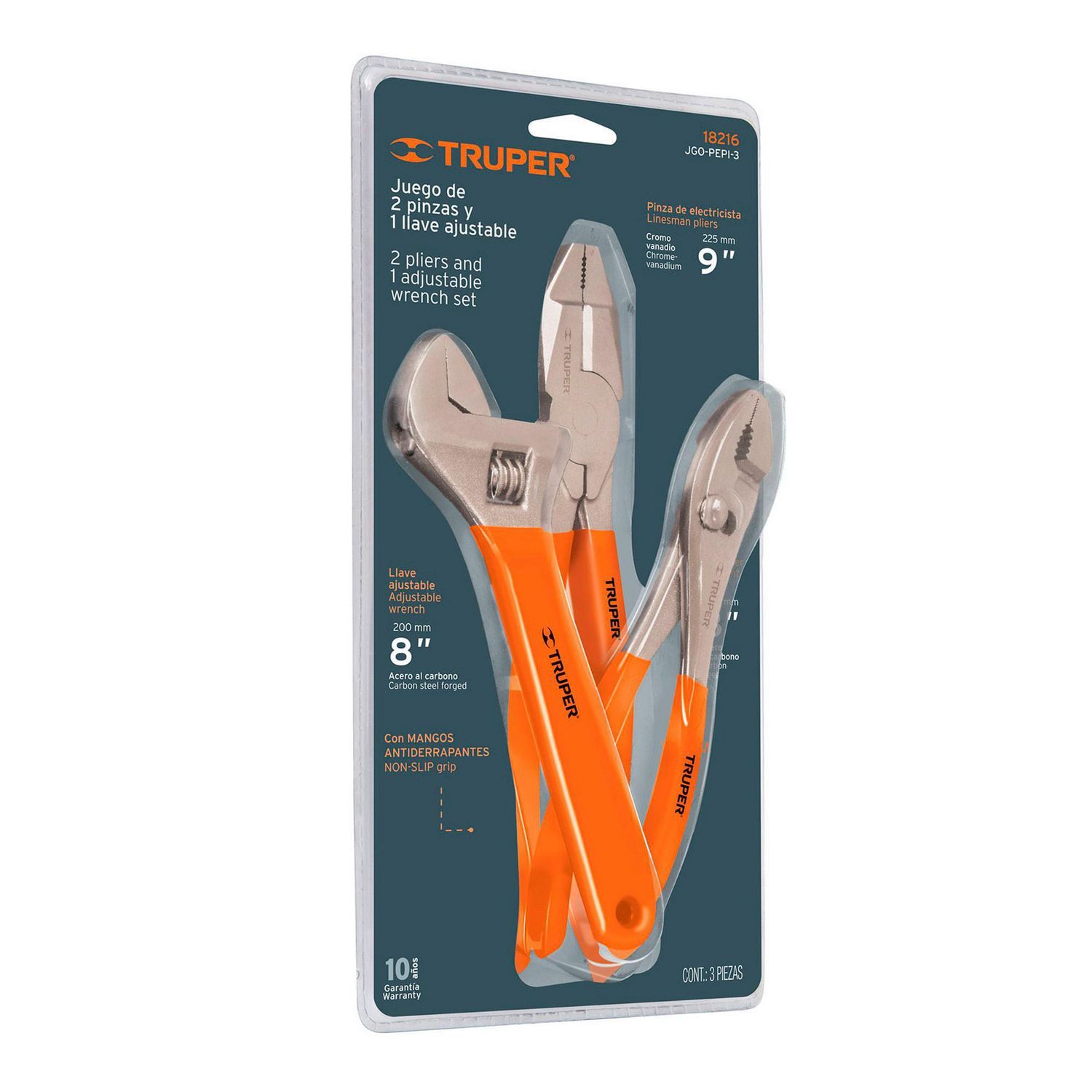 Truper - Juego de Perico y Pinzas 3 Piezas