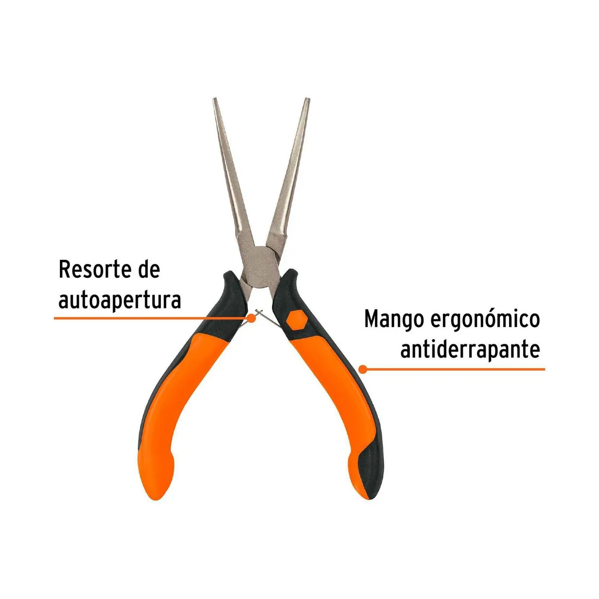 Truper - Pinza de Punta de Aguja 5" con Mango Comfort Grip