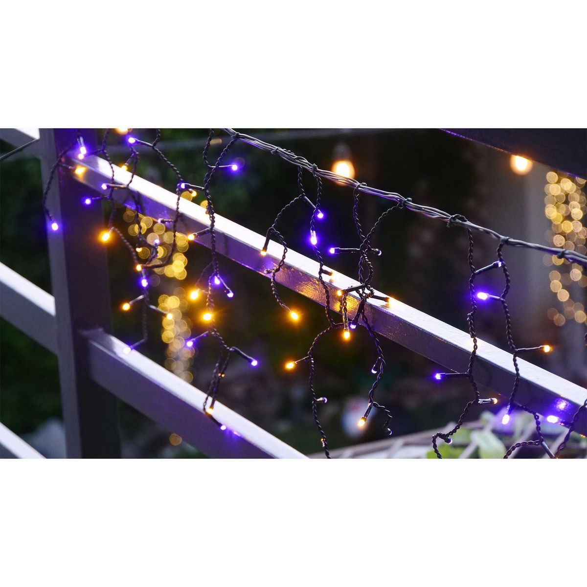 100 luces led cascada morada / naranja, marca CBM - Foto 2