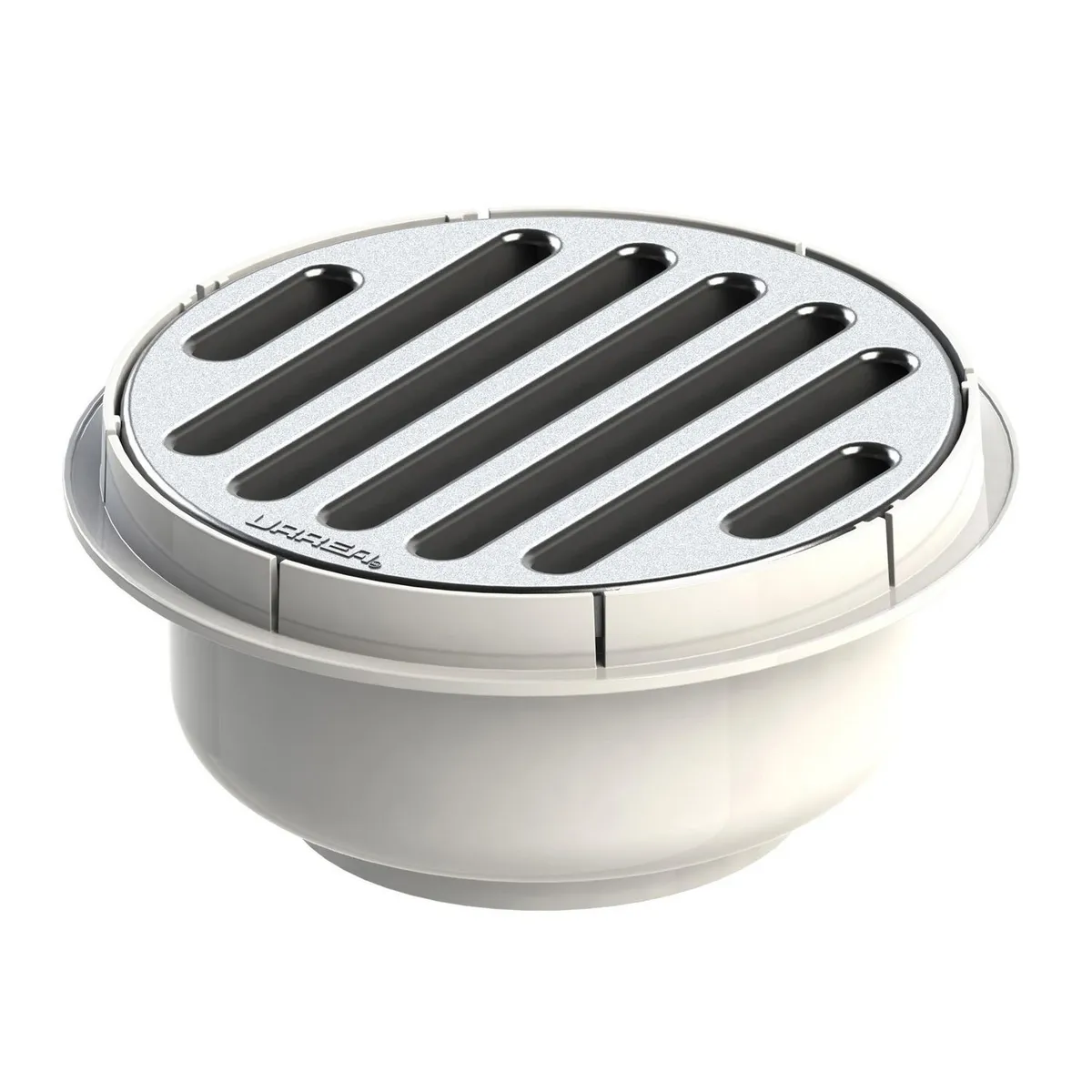 Coladera plástica redonda con salida universal inoxidable, marca Urrea - Foto Principal