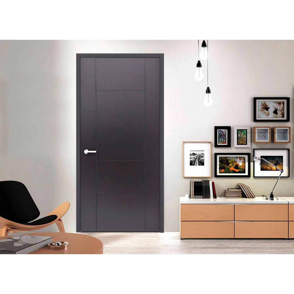 Multimarca - Puerta Tambor MDF Capri Rauteada Chocolate 70 x 213 cm