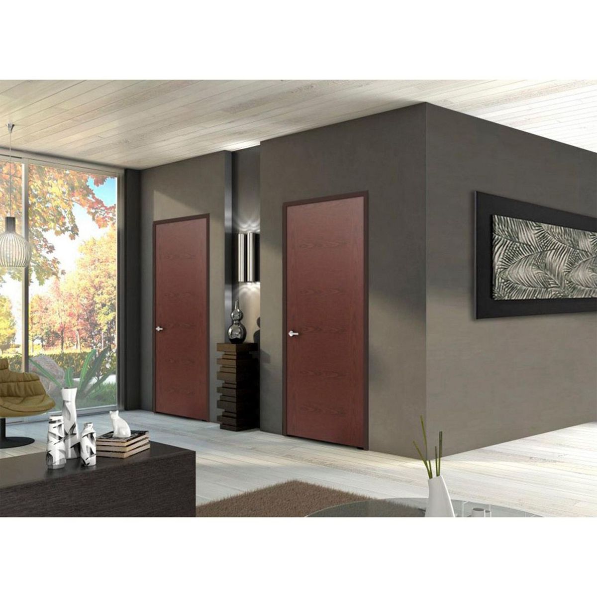 Multimarca - Puerta Tambor MDF Capri Cedro 70 x 213 cm