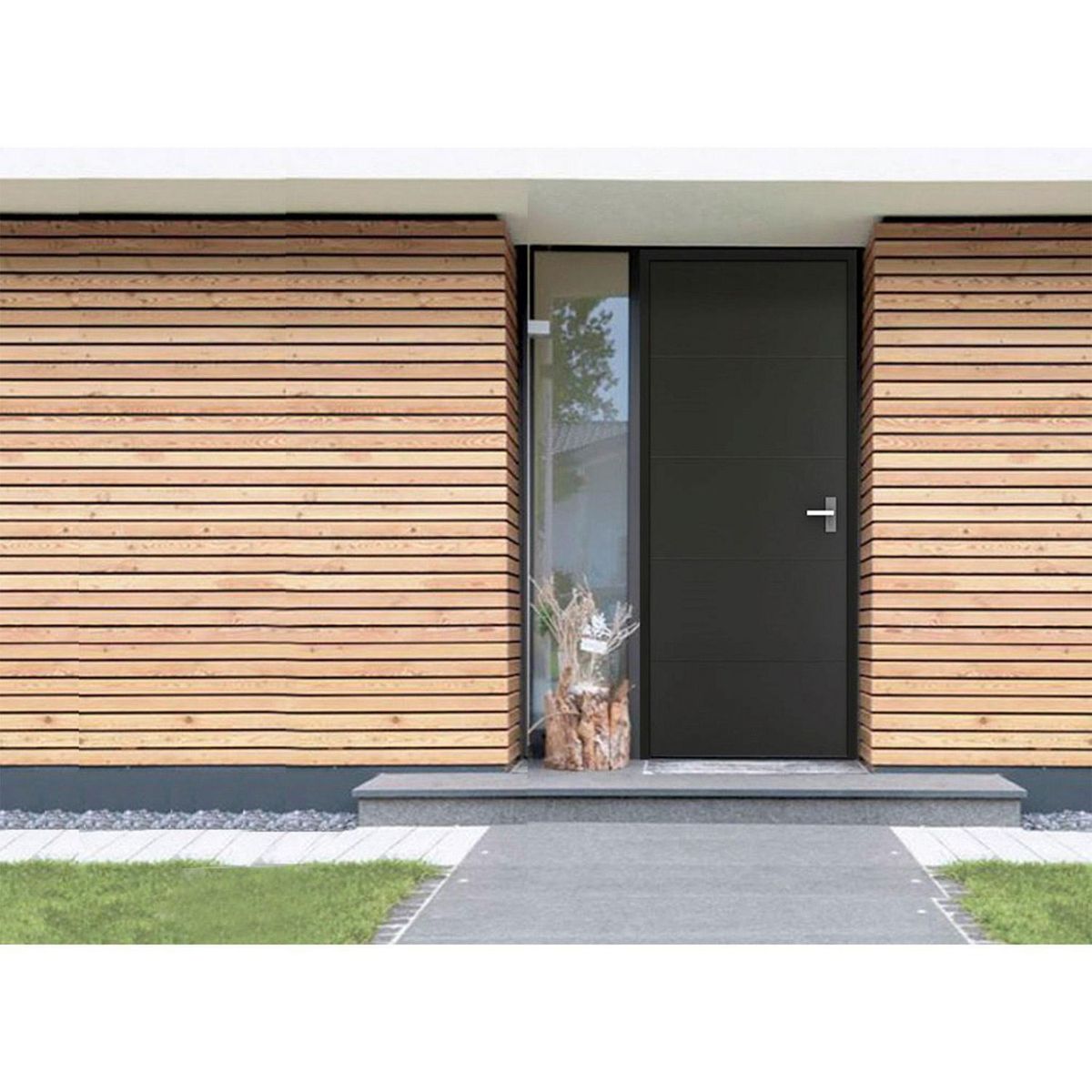 Provepuertas - Puerta de Acero Passion 4 Lineas de 80 x 213cm Chocolate