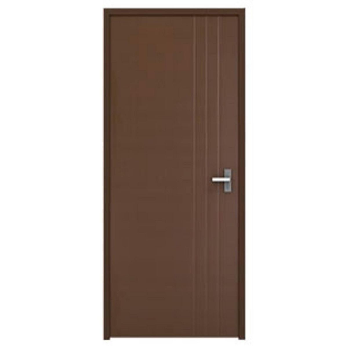 Provepuertas - Puerta de Acero Trento 3 Lineas de 80 x 213cm Café Nogal