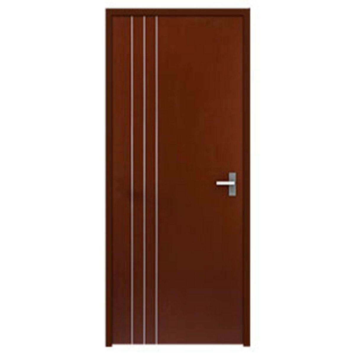 Provepuertas - Puerta de Acero Trento 3 Vistas de 80 x 213cm Café Nogal