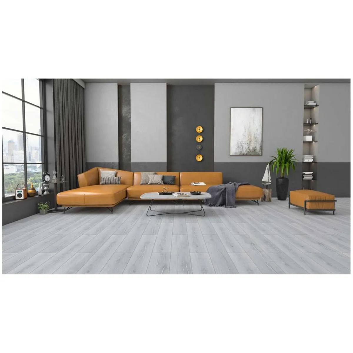 Piso Laminado Luxe Bisel 8 mm Color Grey Oak 2.374, marca Nuvow - Foto 2