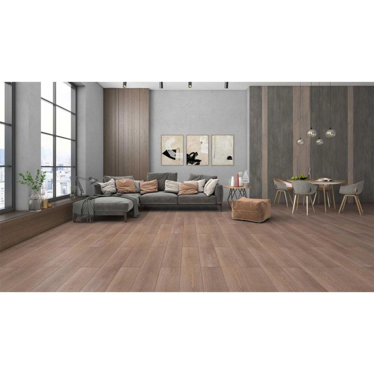 Nuvow - Piso Laminado Biselado 8 mm Luxe Bronze 21 x 122 cm Mate 2.374 m2