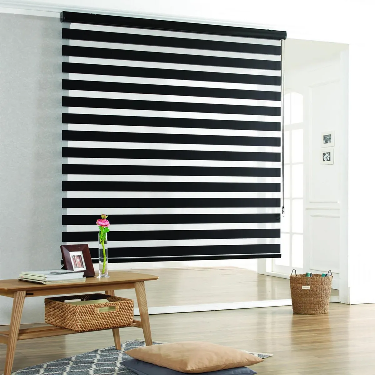 Deco Persiana - Persiana Duo Premium Enrollable Negro 120 x 250 cm