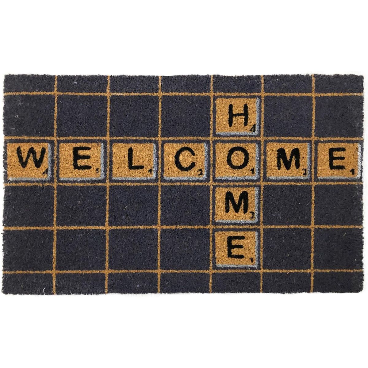 Tapete para entrada Coco Scrabble de 45 x 75 cm, marca Just Home Collection - Foto Principal