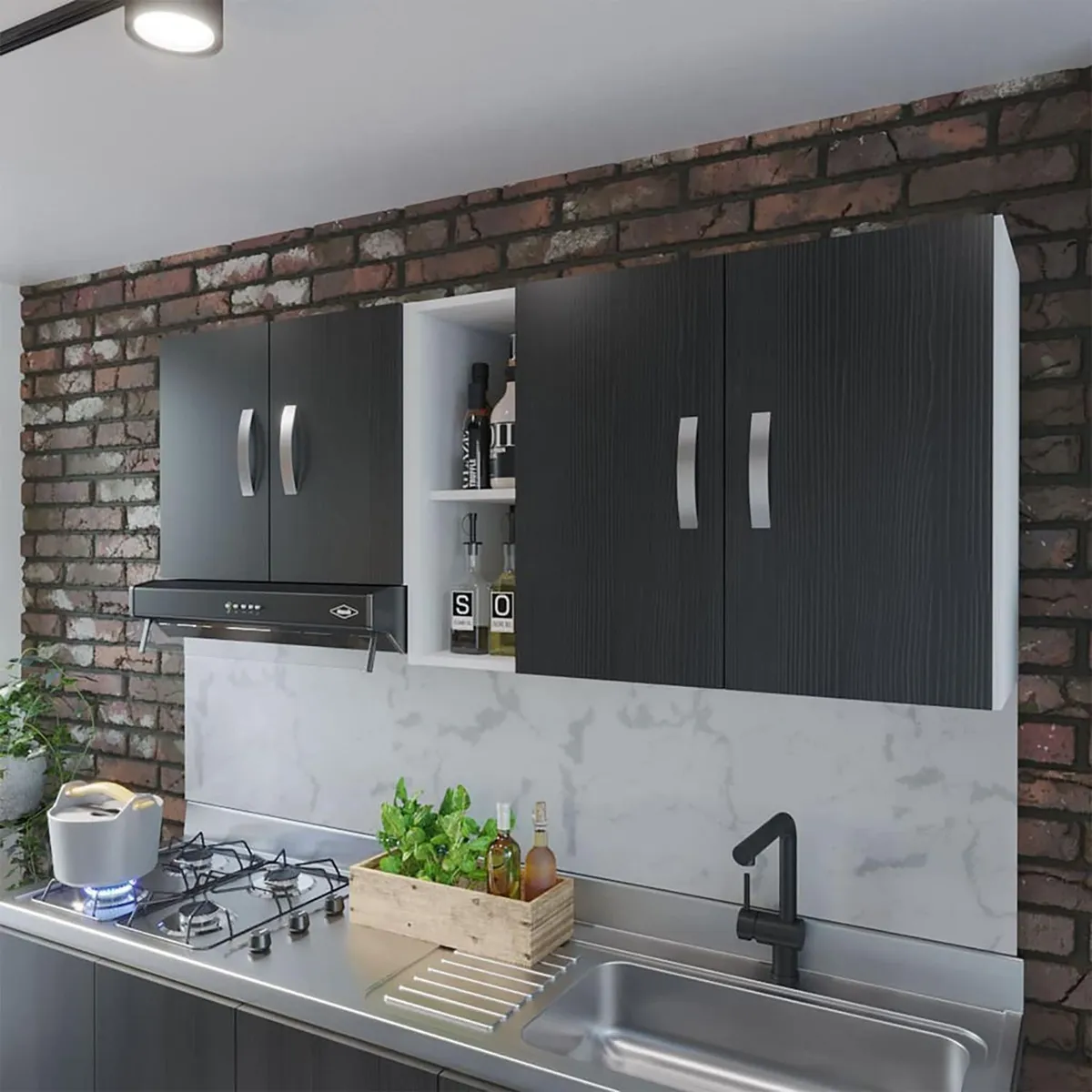 Practimac - Mueble Superior de Cocina Wengue/Blanco