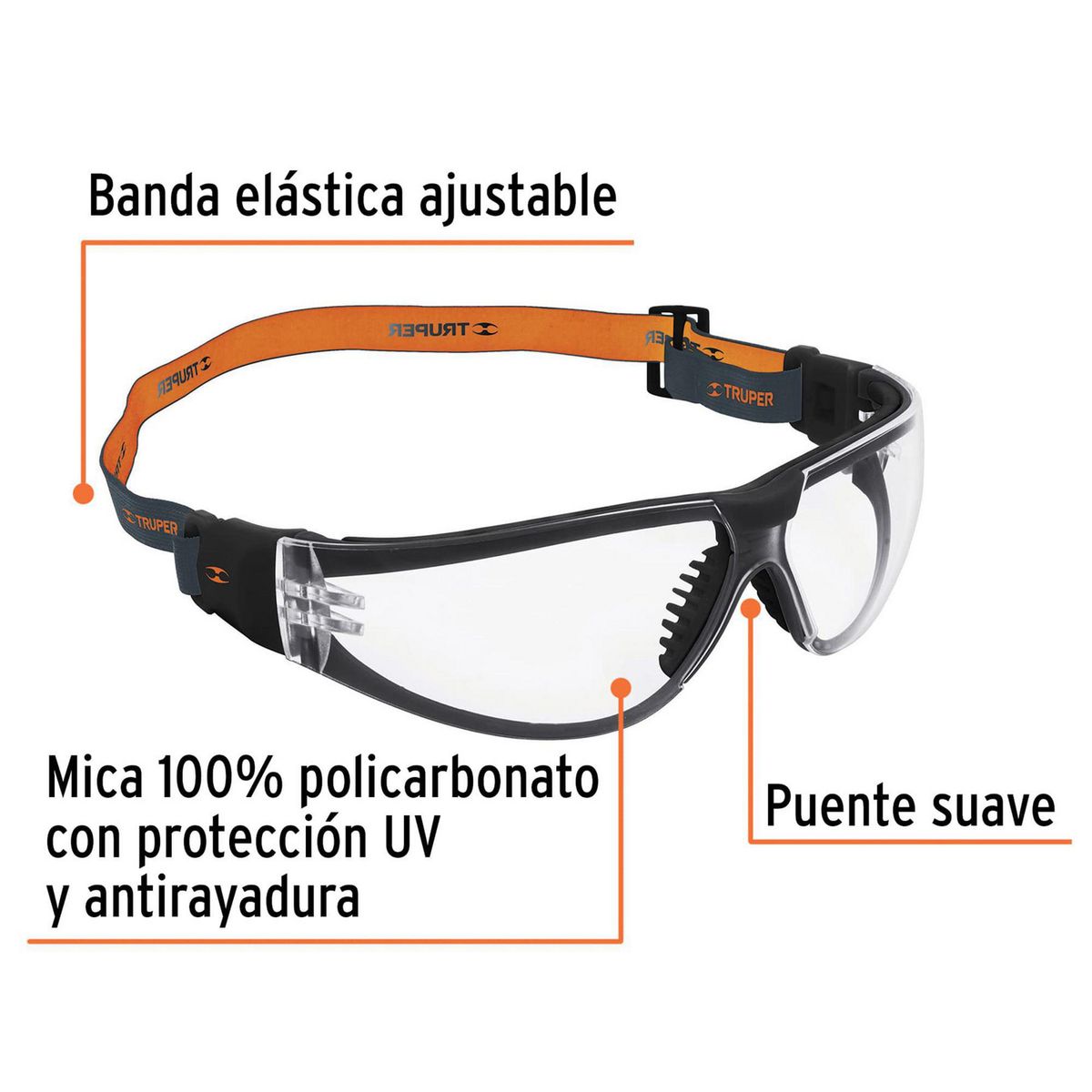 Lentes de Seguridad con Banda Elástica Active, marca Truper - Foto 2