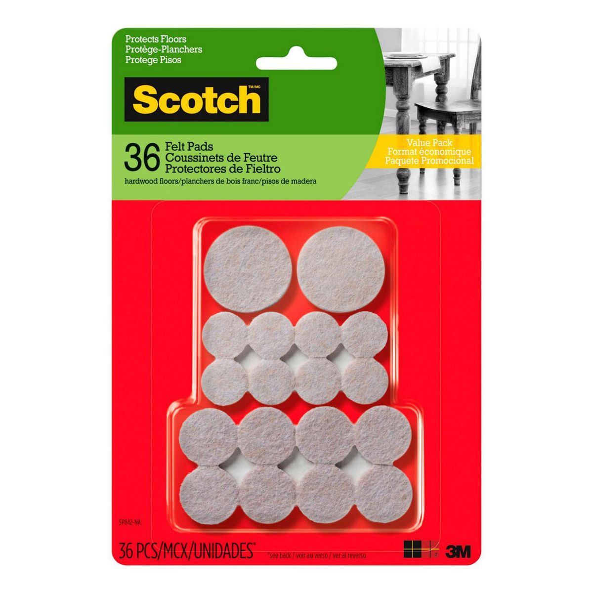 Protectores de Fieltro Redondos Scotch, 36 piezas, marca Scotch - Foto Principal