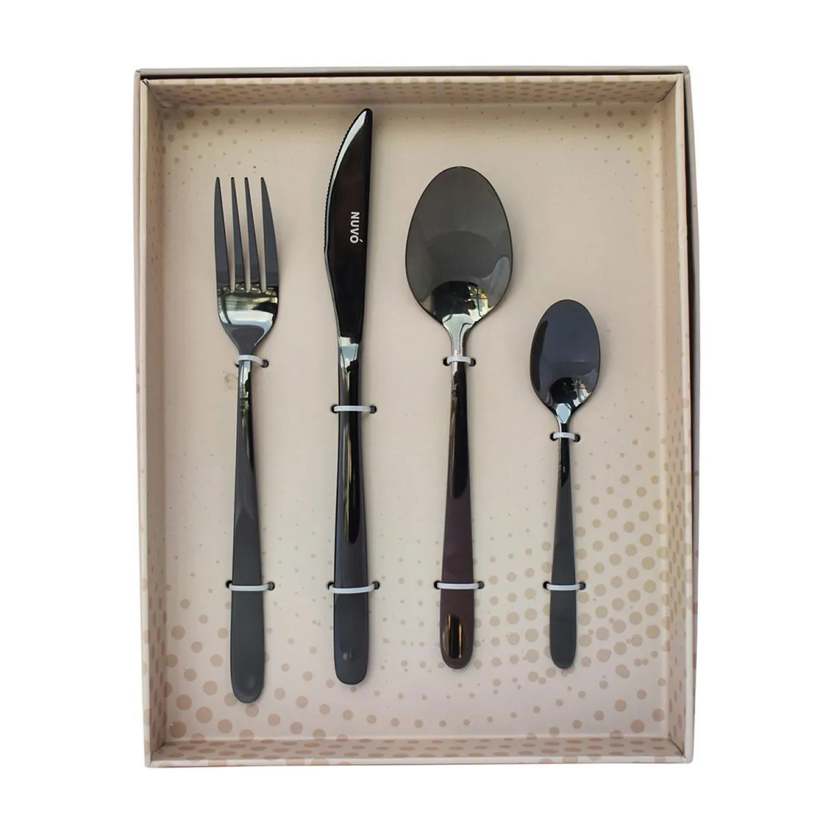 Nuvo - Juego 16 cubiertos Moscú negro
