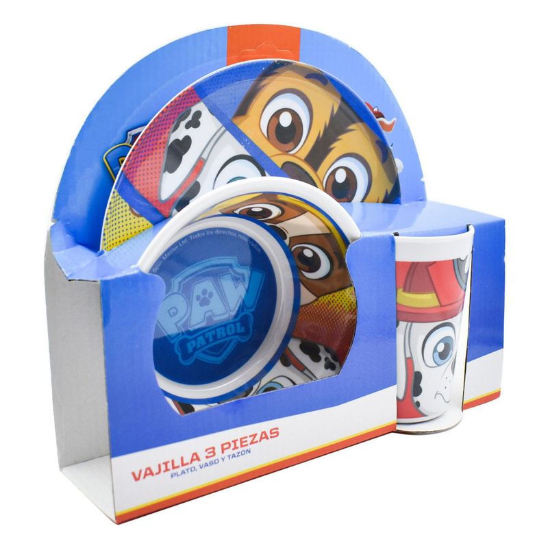 Fun Kids - Juego 3 piezas Paw Patrol Niño ( plato / tazón /vaso )