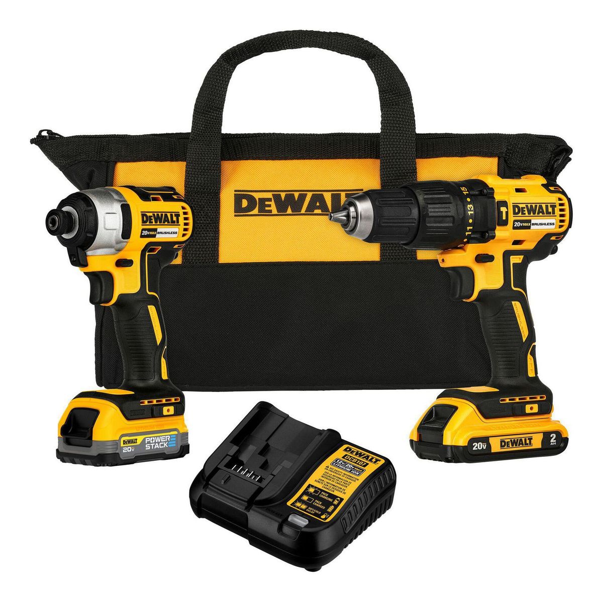 Combo Taladro Percutor 1/4" + Atornillador de 1/2" 20V Max Con Bateria, marca Dewalt - Foto Principal