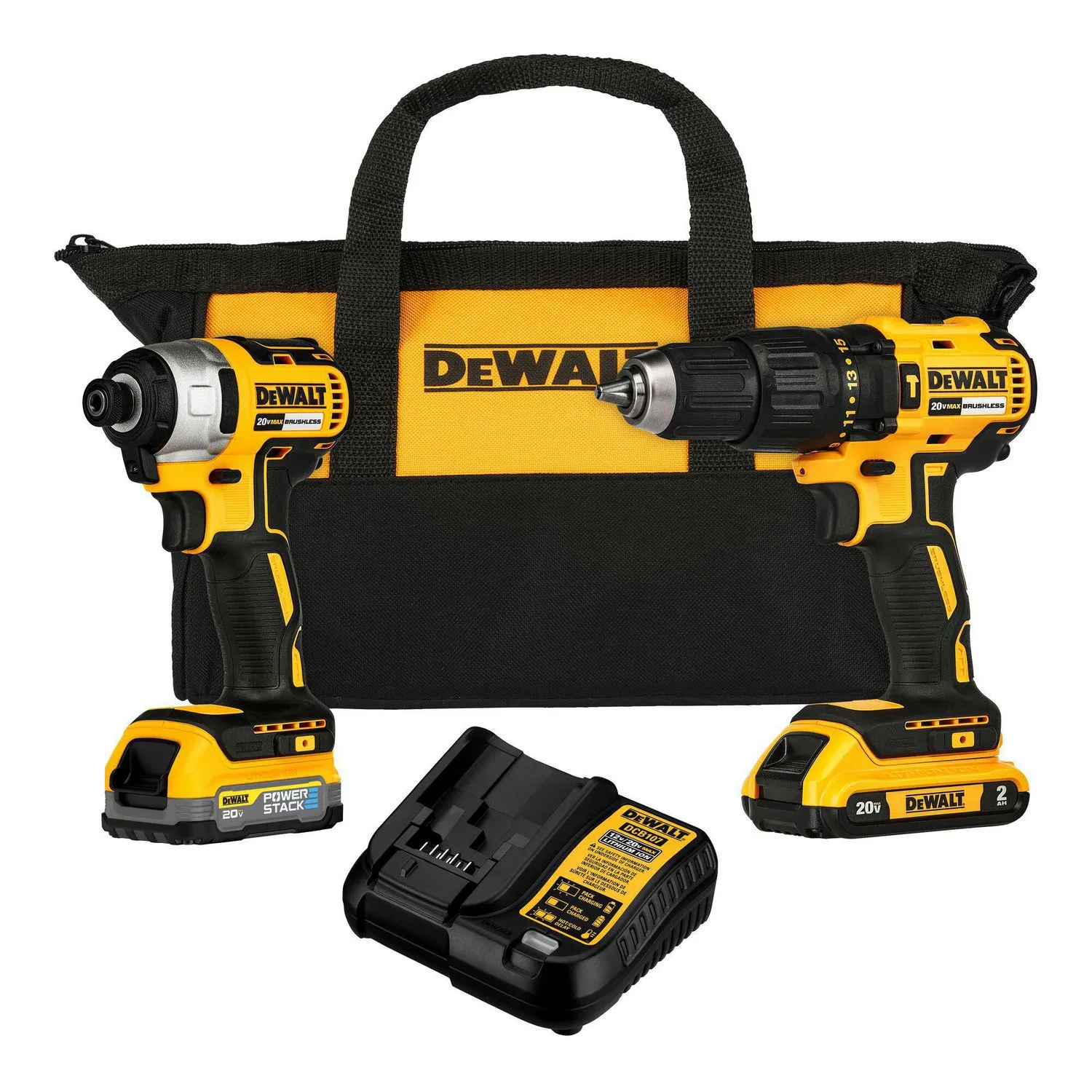 Dewalt - Combo Taladro Percutor 1/4" + Atornillador de 1/2" 20V Max Con Bateria