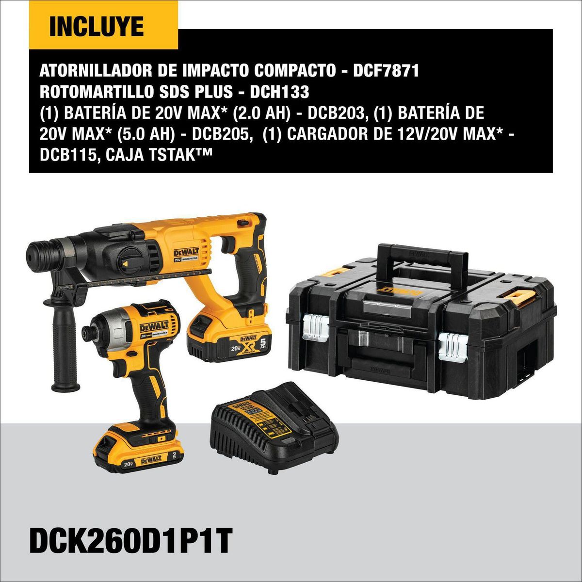 Dewalt - Combo Dewalt Atornillador 1/4'' + Rotomartillo 1" SDS Plus