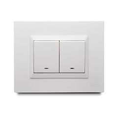 Apagador Esc. Doble 16 Amp con Luz Piloto + Placa Decorativa Blanco