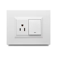 Apagador Mixto con Luz Piloto + Contac Amer. con Placa Blanca
