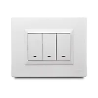 Apagador Triple 16 Amp con Luz Piloto + Placa Decorativa Blanco