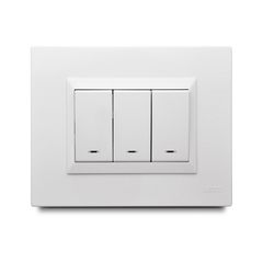 Apagador Triple 16 Amp con Luz Piloto + Placa Decorativa Blanco